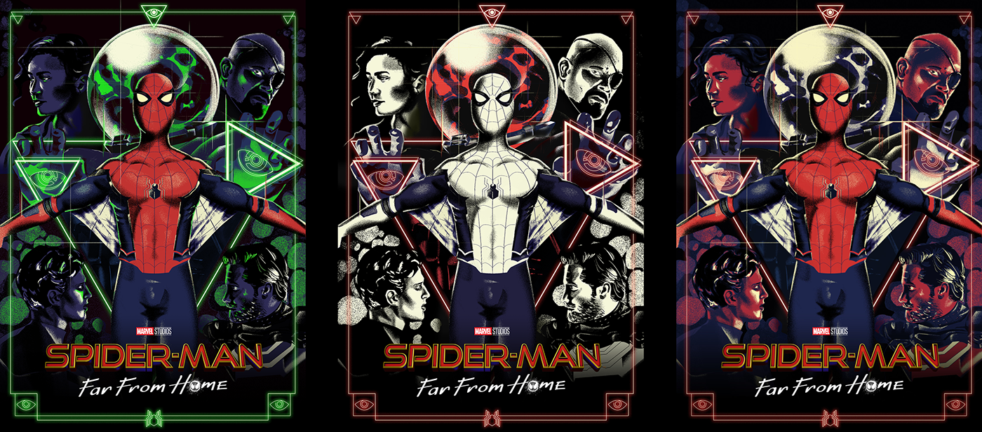 spider-man poster affiche movie marvel ILLUSTRATION  spider-man far from home super heros mysterio