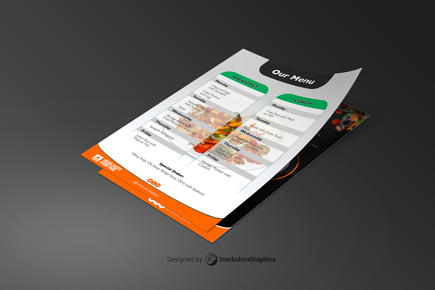 business card Complimentary Food  fresh kitchen
