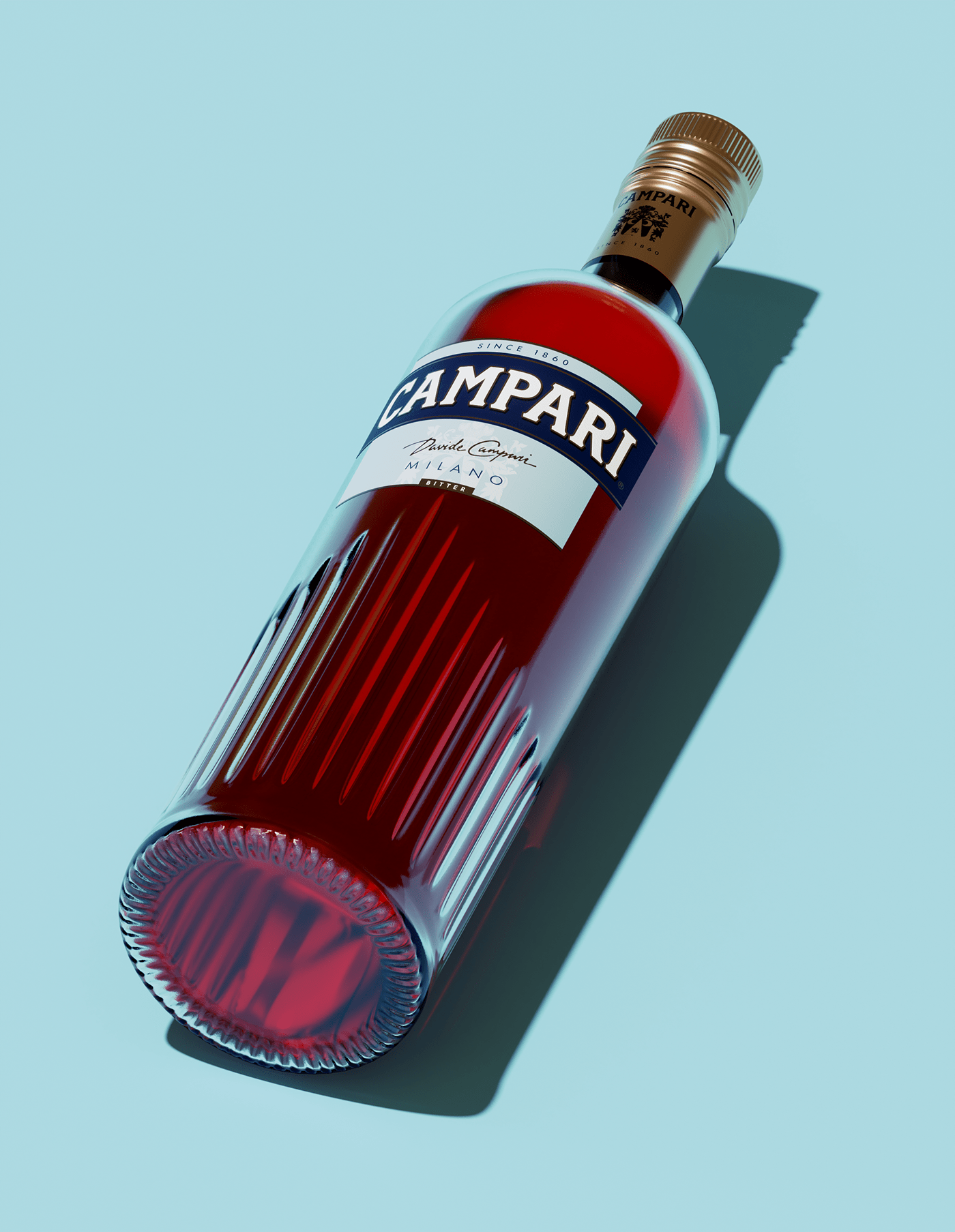 cocktail Campari alcohol bar bottle Packaging 3D Render CGI