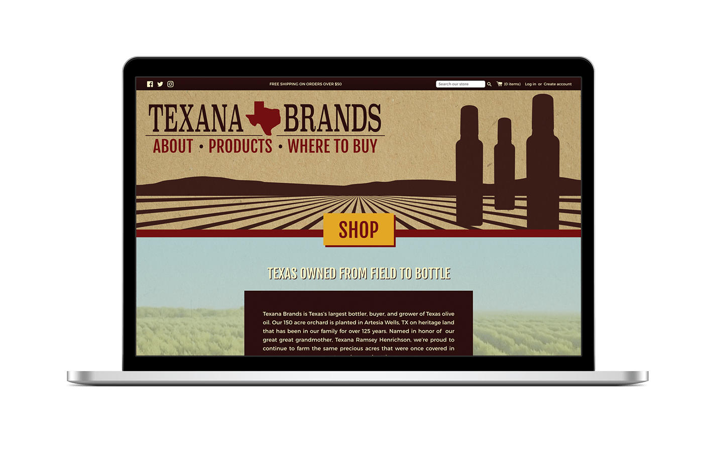 Ecommerce Food  gourmet Olive Oil Shopify texas Web Design  Website
