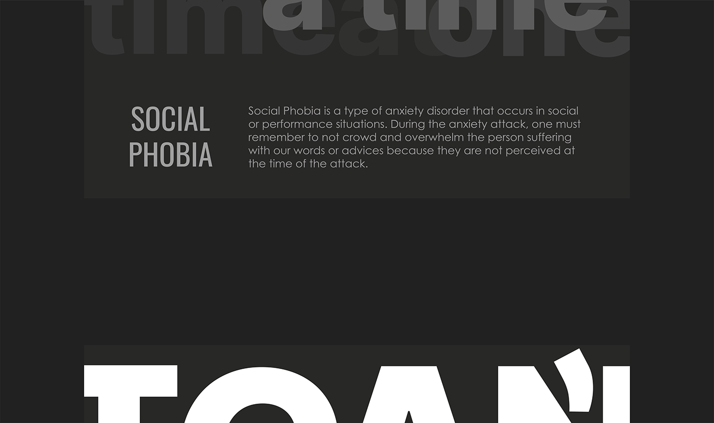 awareness poster print social cause type typography   typography poster anxiety phobia