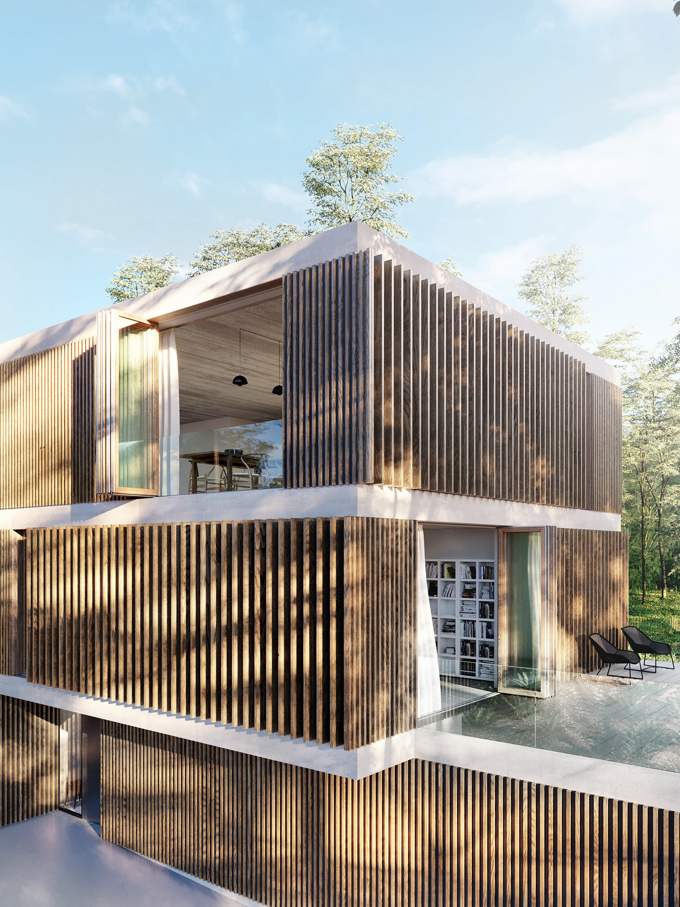 architectural visualisations 3D exterior corona forest house modern house