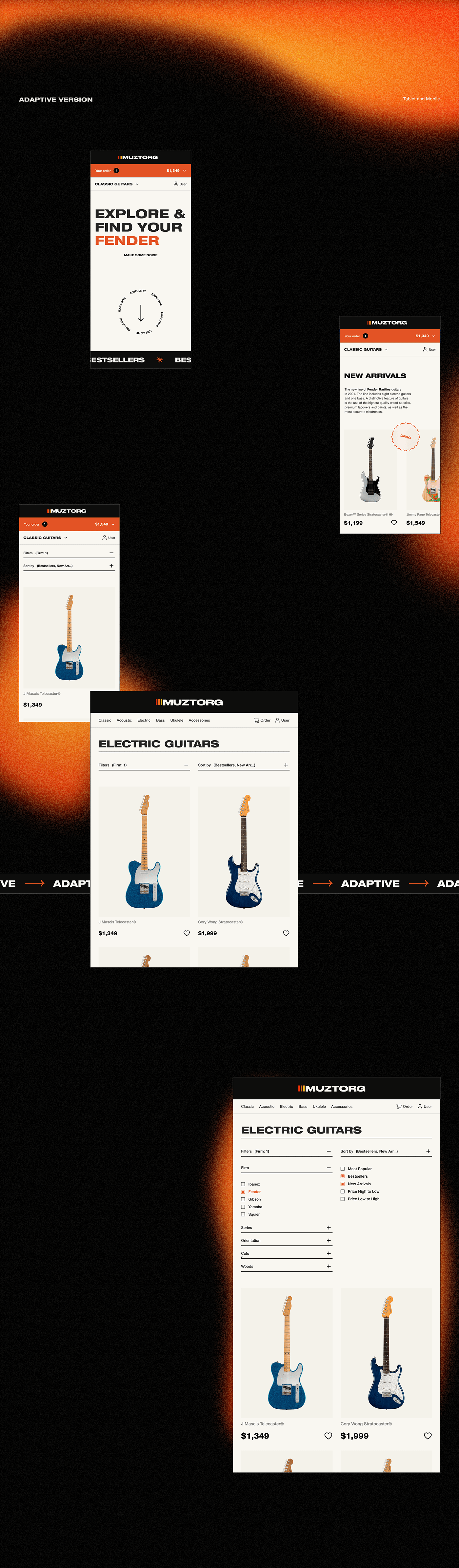 Ecommerce eshop guitar music Musical Instruments rock Rock And Roll UI/UX Web Web Design 
