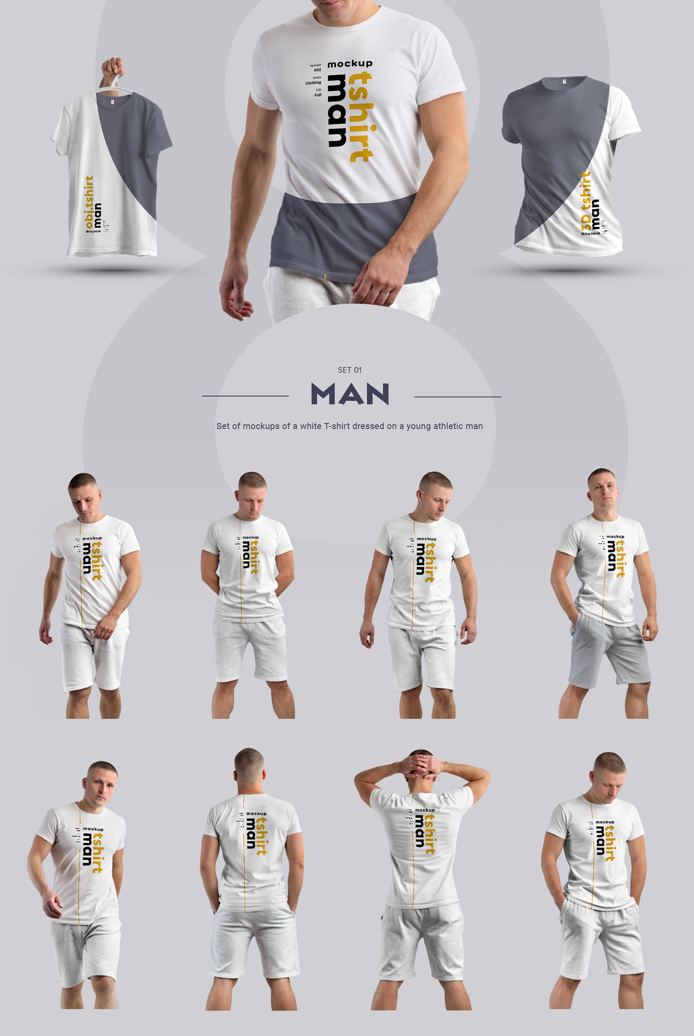 Mockup template tshirt apparel Clothis 3D man free realistic design