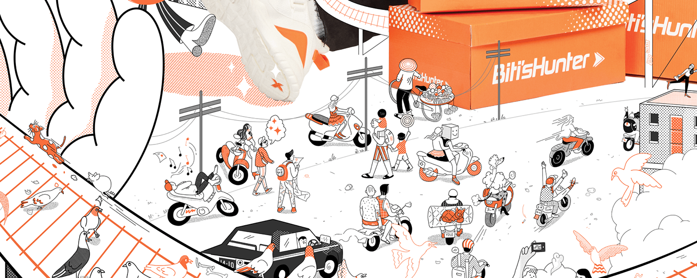 ILLUSTRATION  vietnam Vietnam Illustration  doodle Dot Pattern orange polka dot shoes streetwear Travel