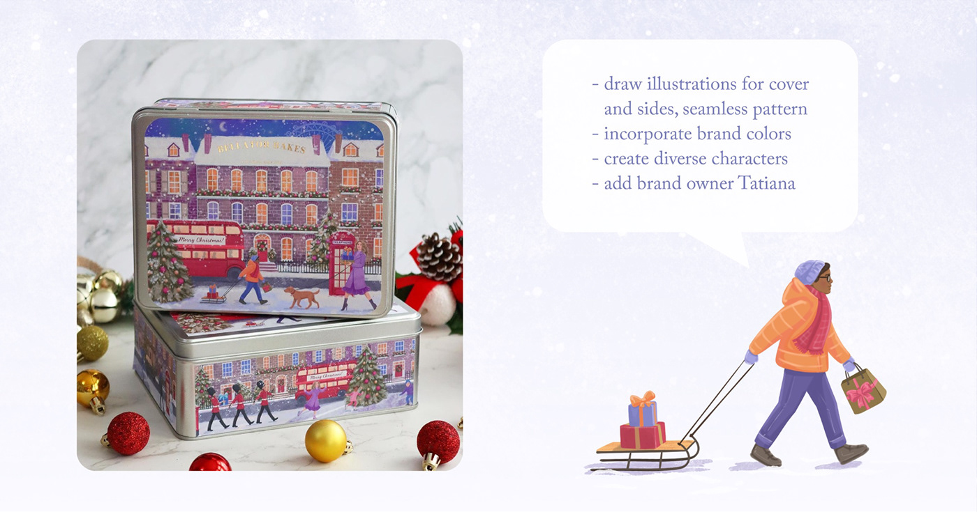Christmas packaging illustration of London, United Kingdom
Bakery boulangerie cookies box
