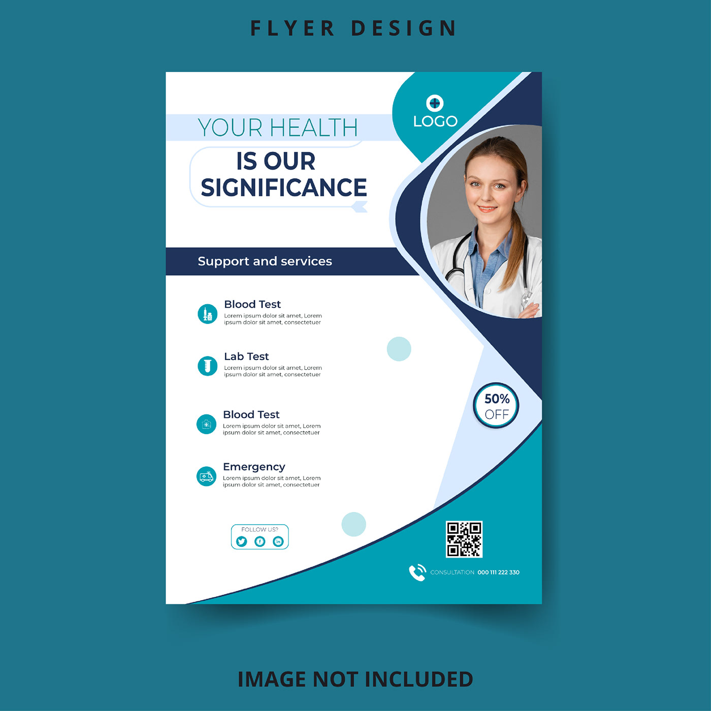 creative blue color medical flyer design poster banner modern gradient