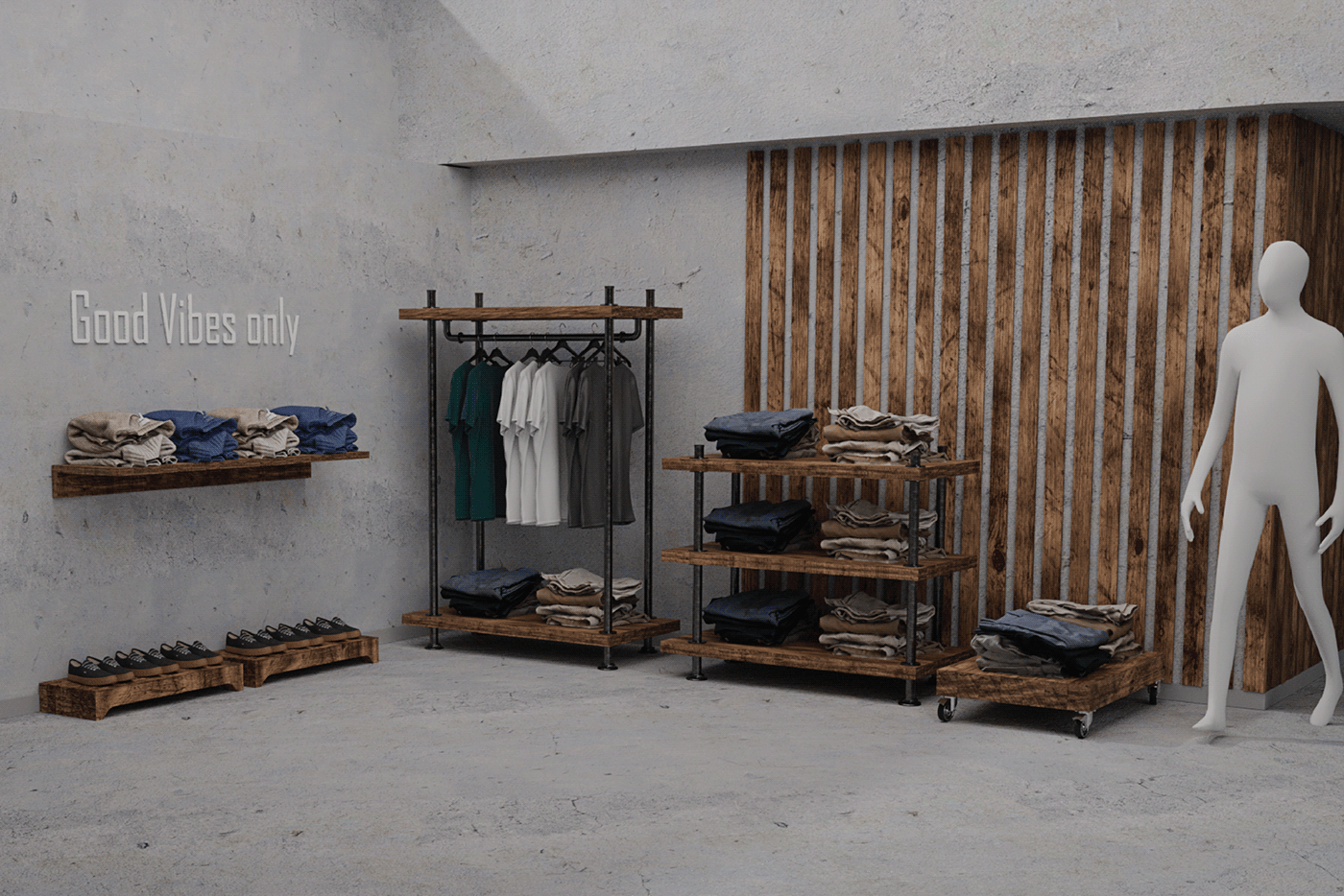 blender3d 3d modeling interior design  furniture clothing store photoshop