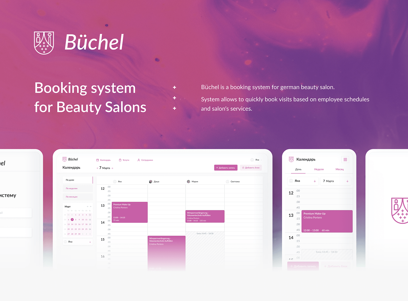 beauty salon ux UI system Booking calendar app mobile