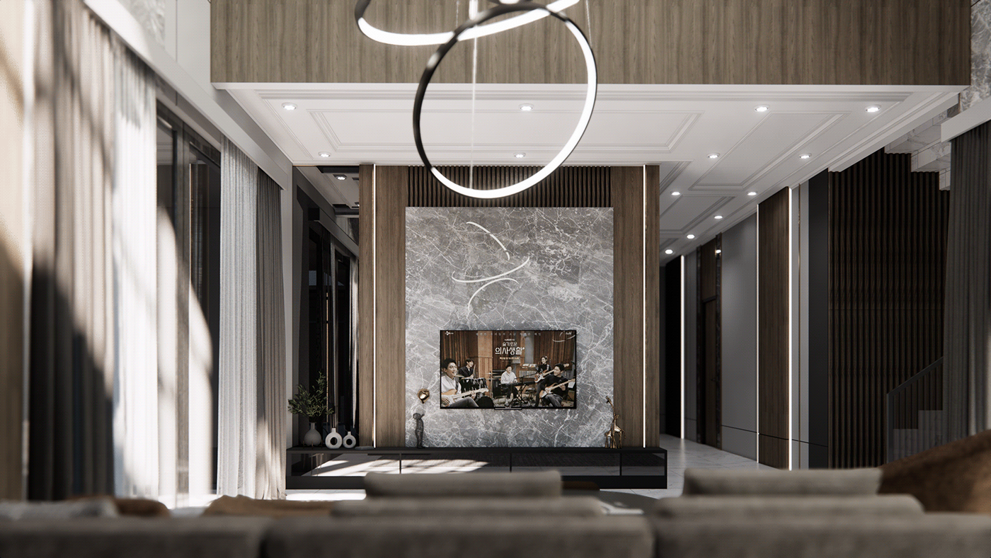 Classic design house Interior kitchen living room luxury luxury modern modern wood
