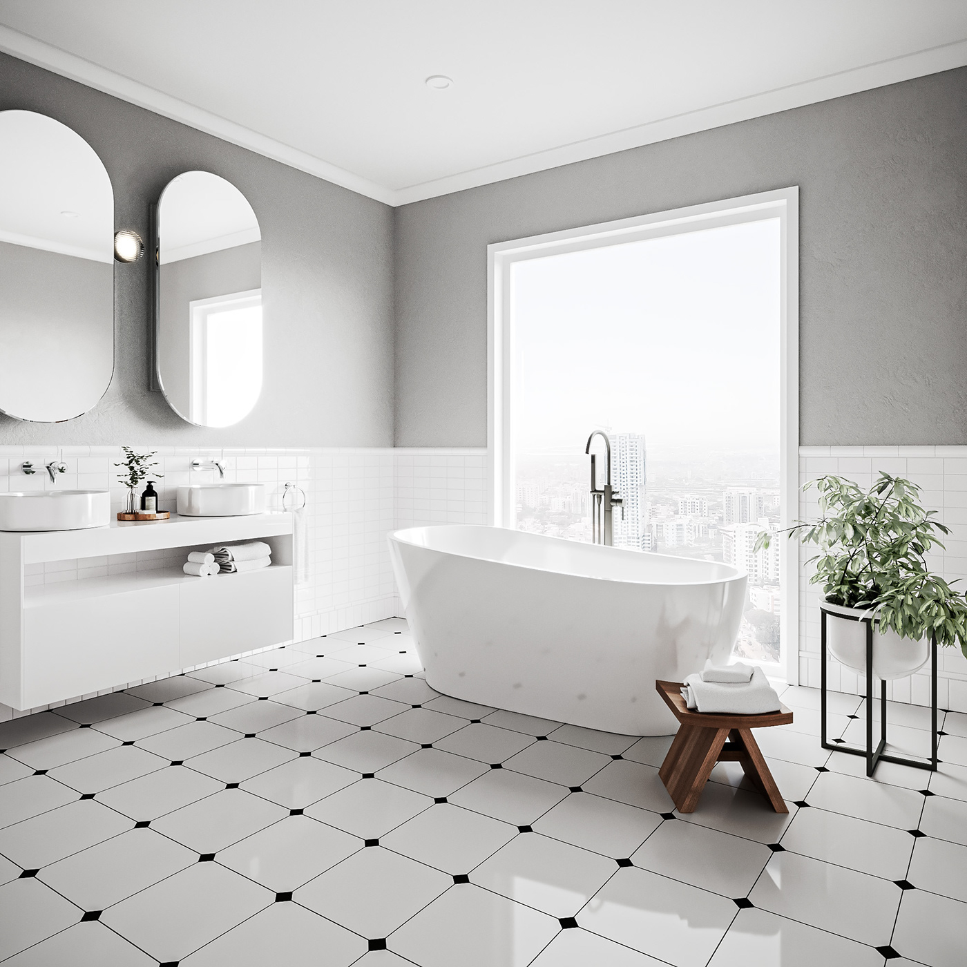 3Dplants 3dsmax archviz bathroom bathtub contemporary CoronaRender  english Interior Victorian