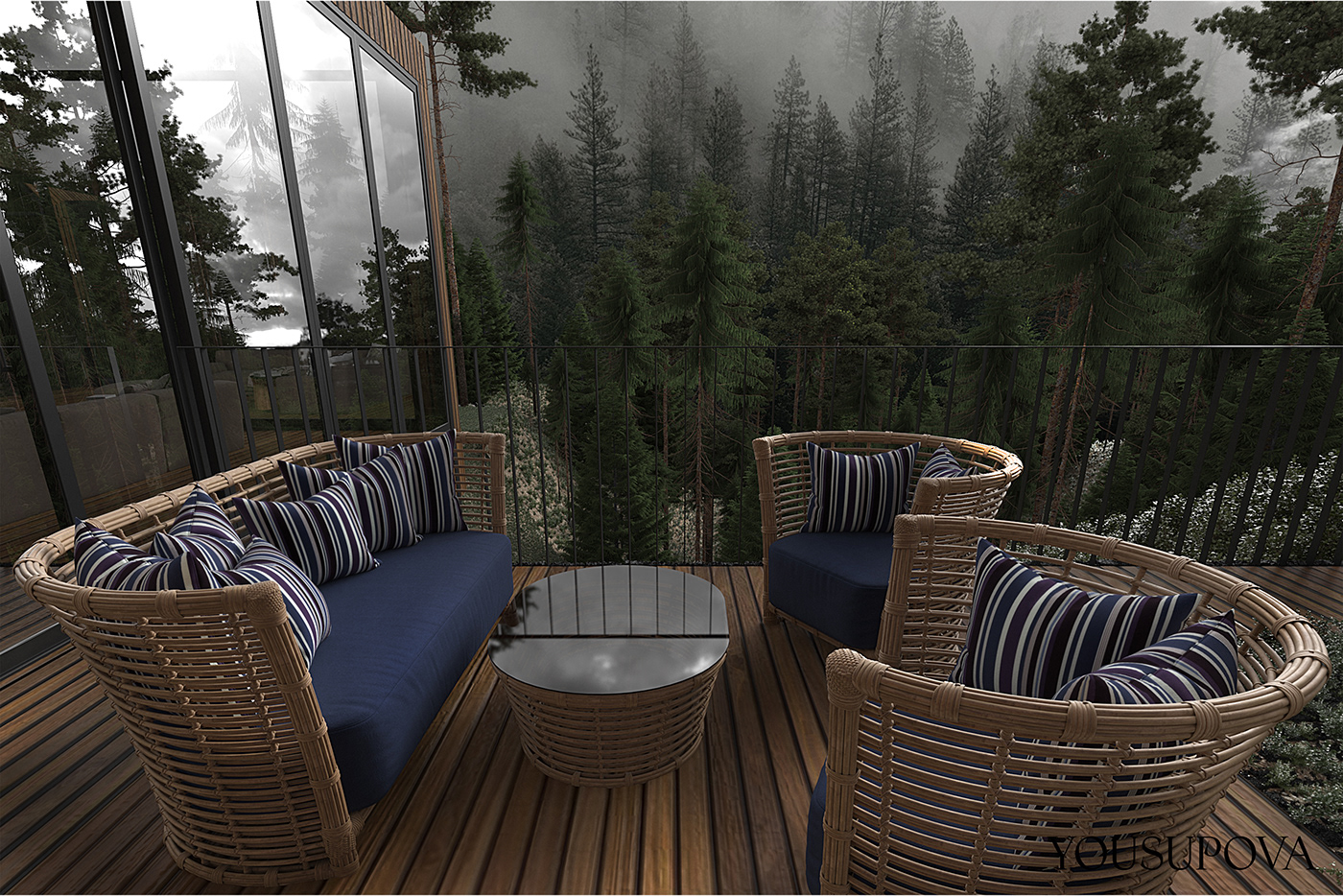 wood Interior design architecture visualization Render exterior 3ds max modern