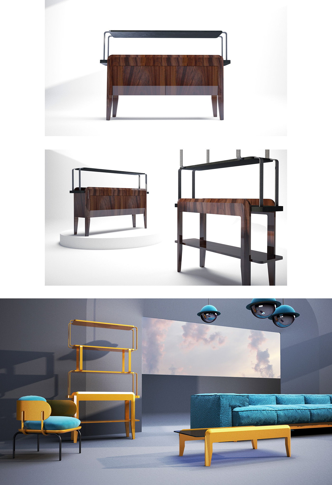 design furniture furniture design  industrial design  Interior interior design  modern product Render shelves