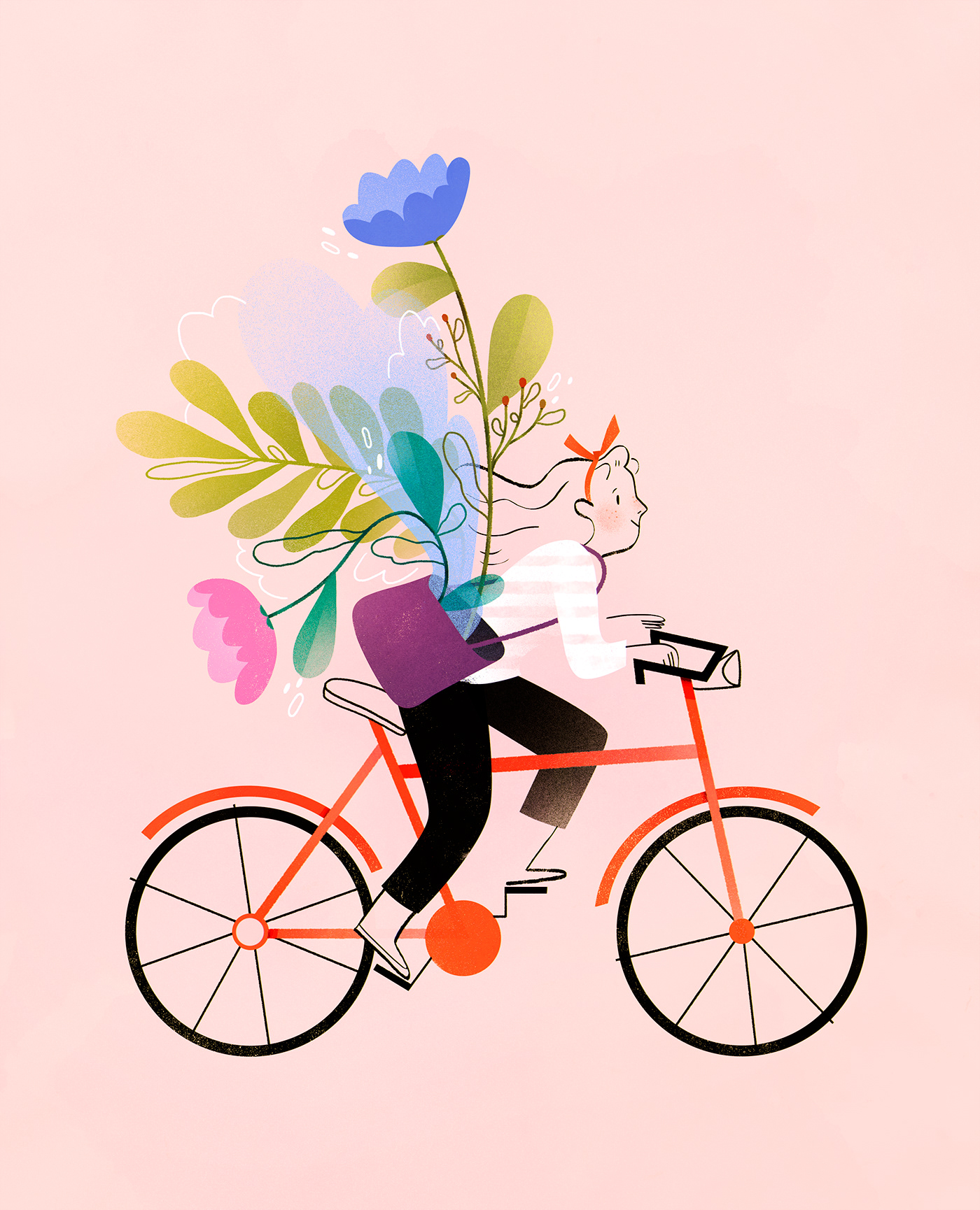 Bicycle Bike editorial Flowers garden girl