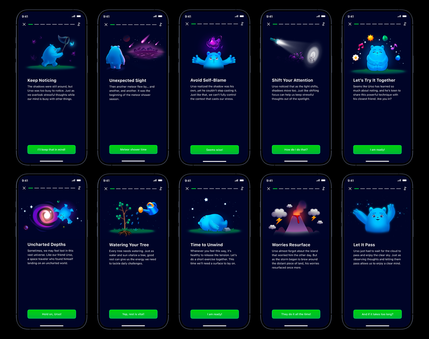 unity game mindfulness Meditation App UI/UX Mobile app application app design gamification tamagotchi