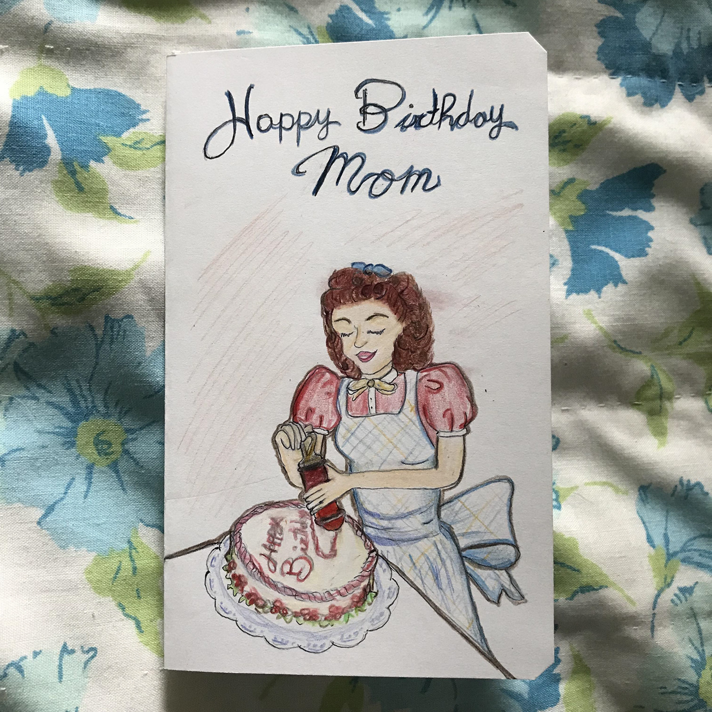 birthday cake birthday card colored pencil homemaker mom