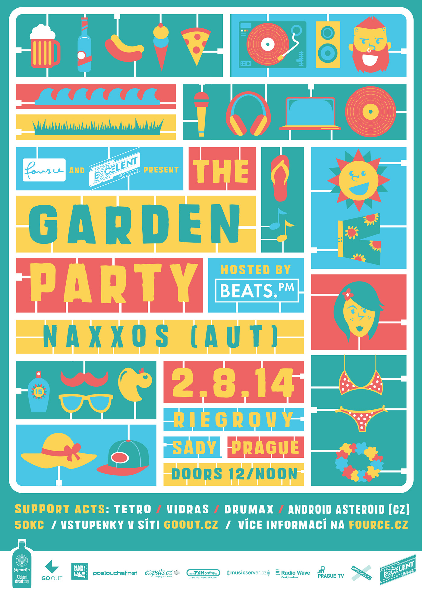 dj GigPoster ILLUSTRATION  Naxxos party poster prague summer vector