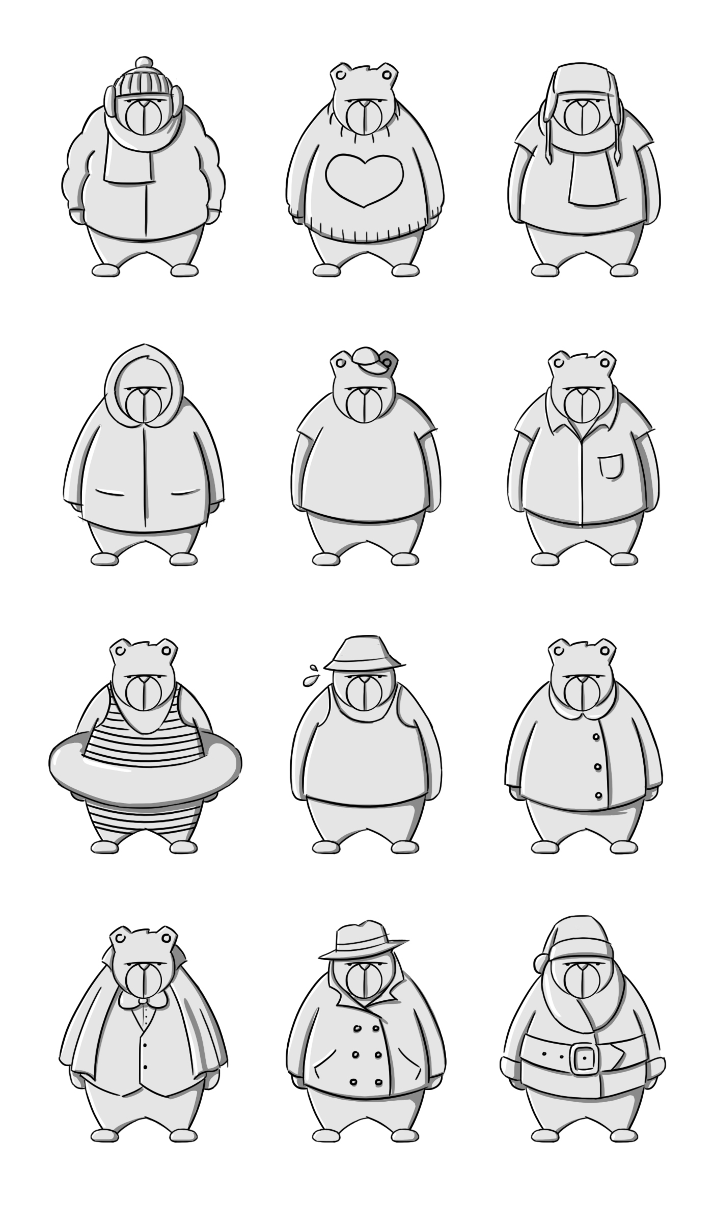Character design ILLUSTRATION  bear Christmas valentines Halloween seasons summer winter