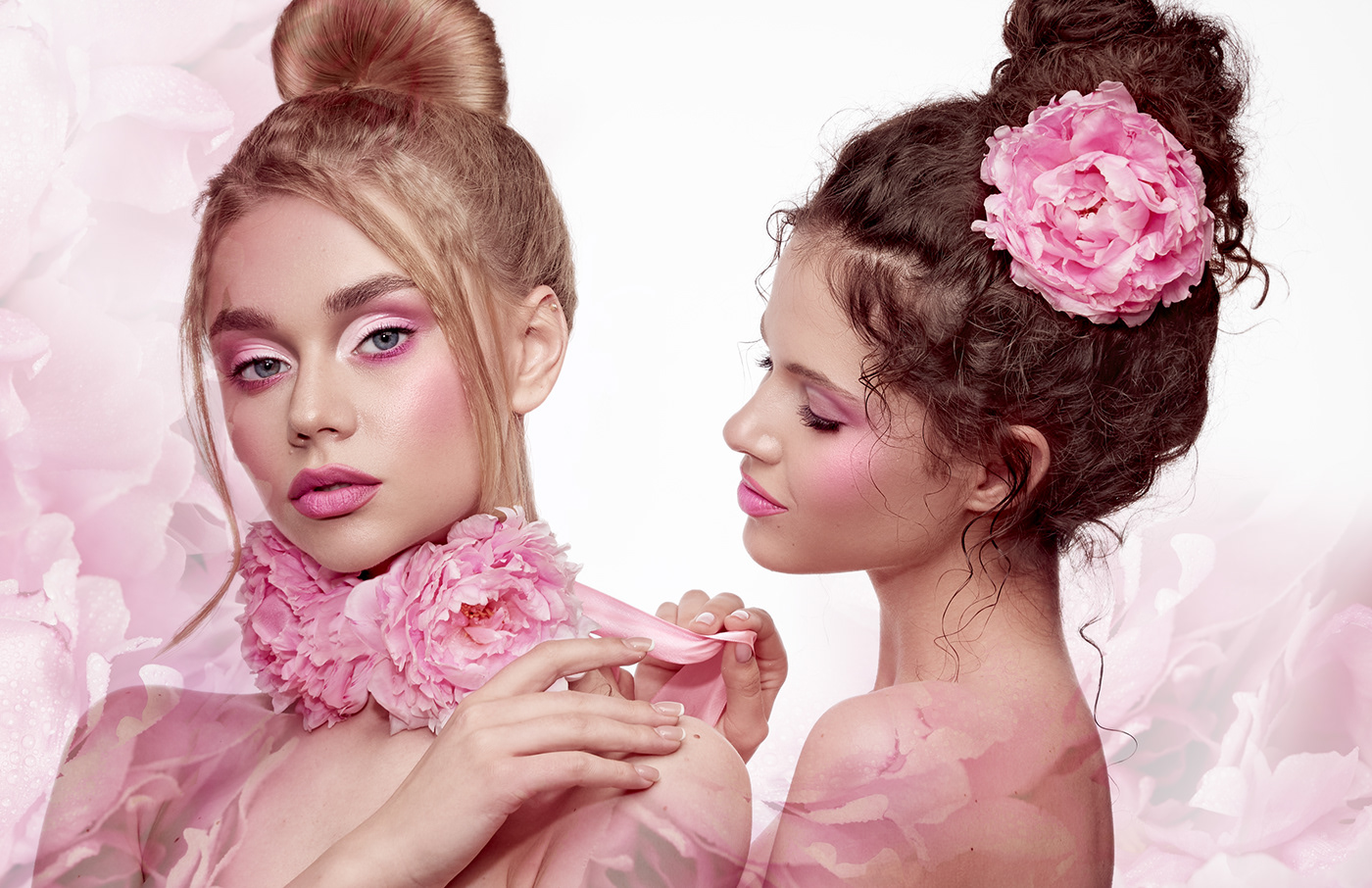 beauty editorial Fashion  flower magazine makeup Photography  pink Style