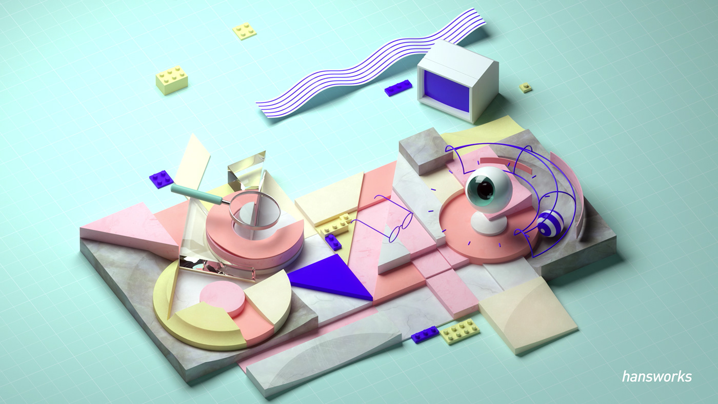 pink soft motion graphic c4d xpresso LEGO cute abstract octane