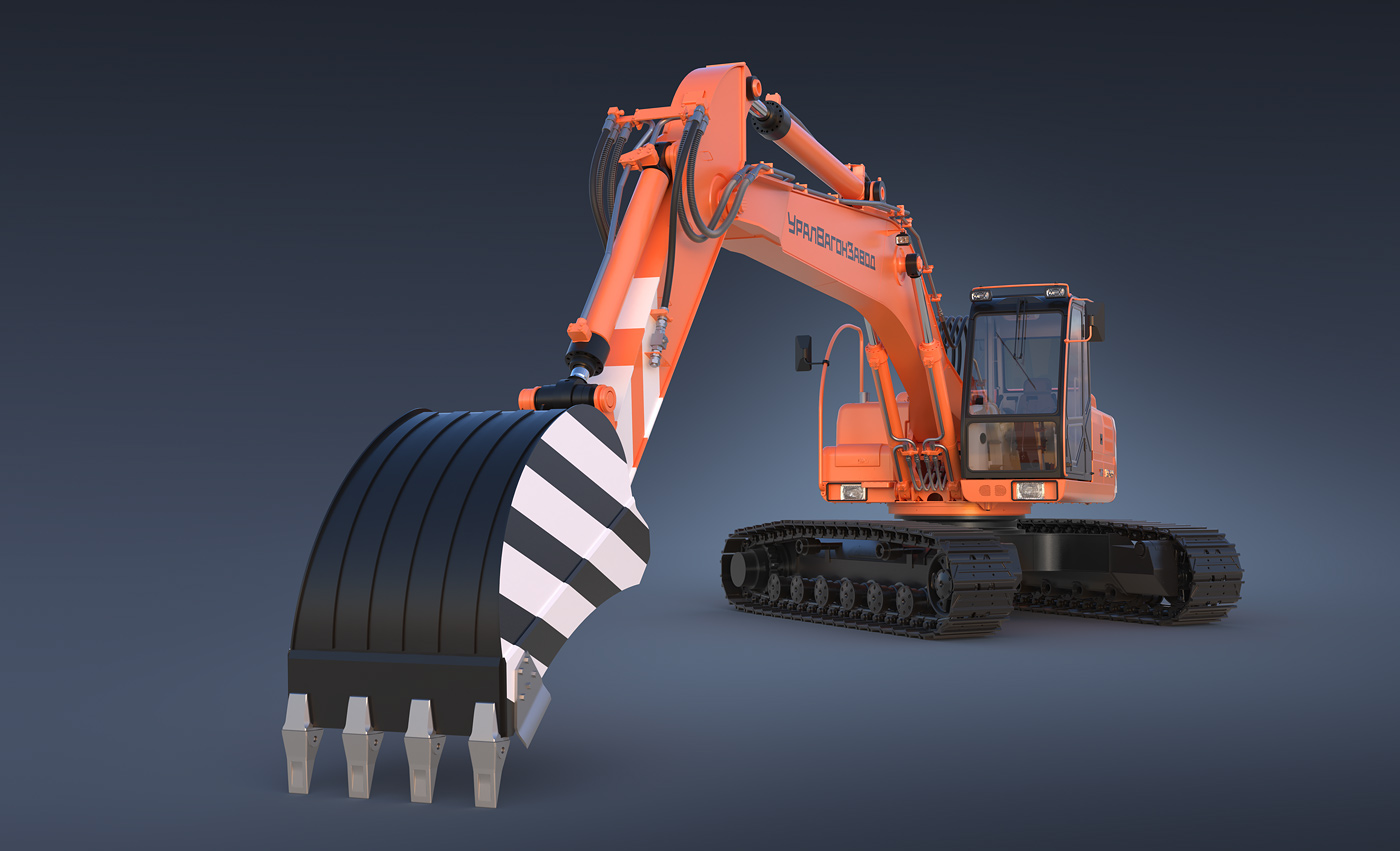Excavator 3D CGI Render print catalog uvz redshift uralvagonzavod