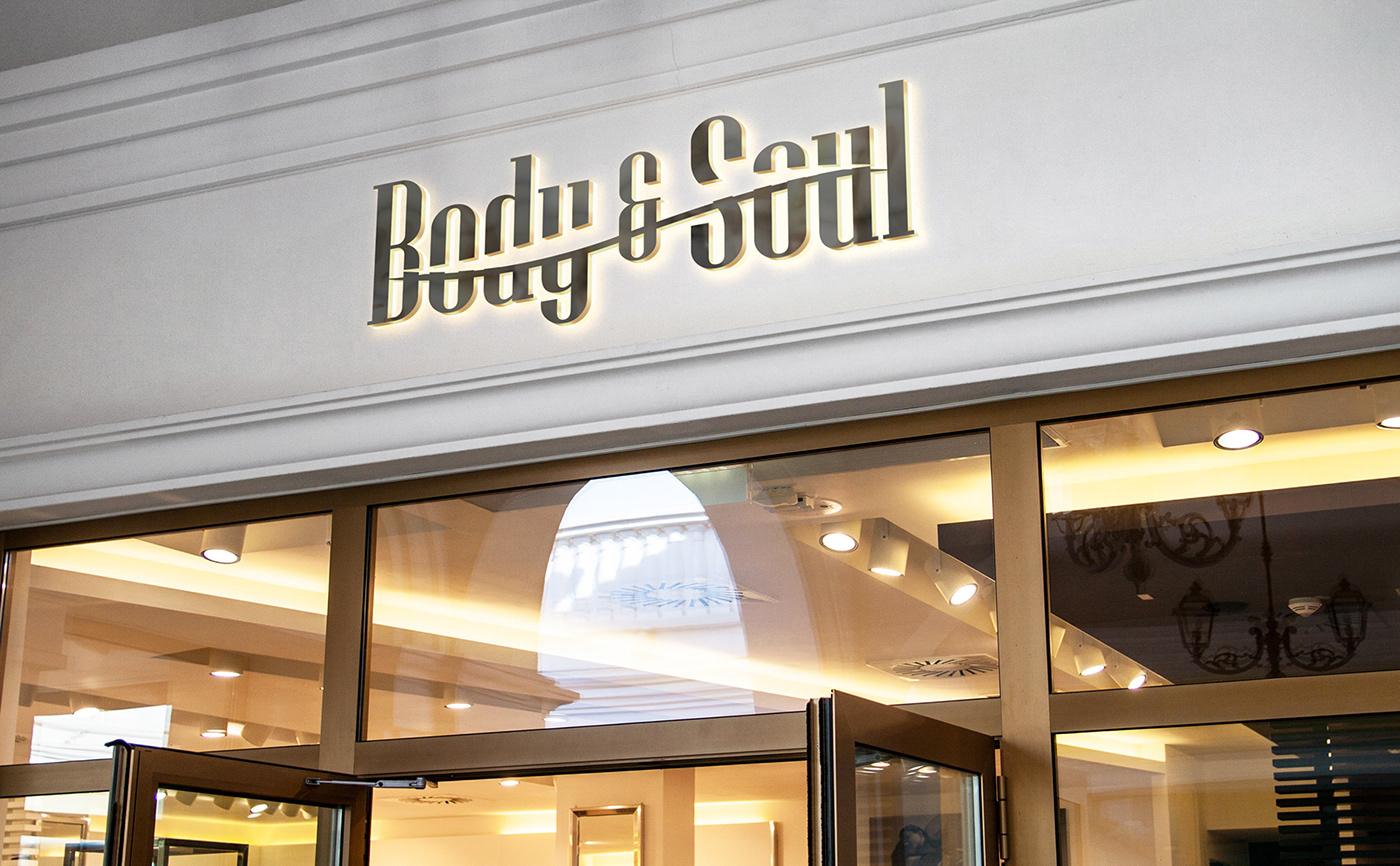 Retail store signage with Body & Soul logo