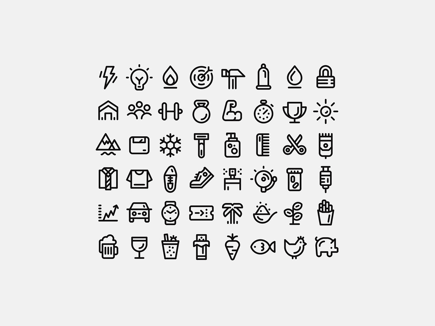 Icon font icon set Men's Health Health fitness graphic design  nutrition pictogram