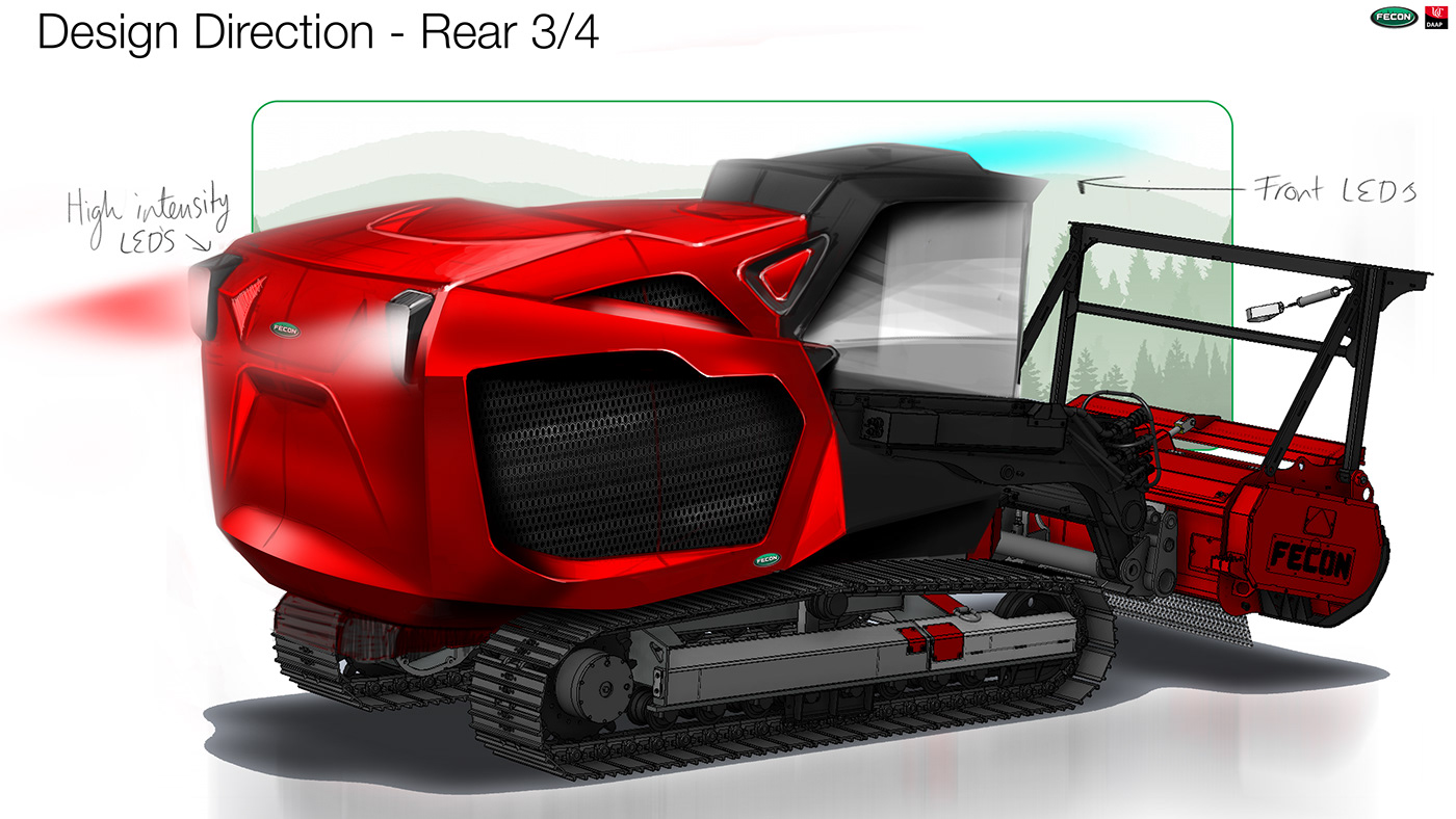 Tractor transportation design Vehicle car industrial equipment fecon Heavy Equipment industrial design  product design 