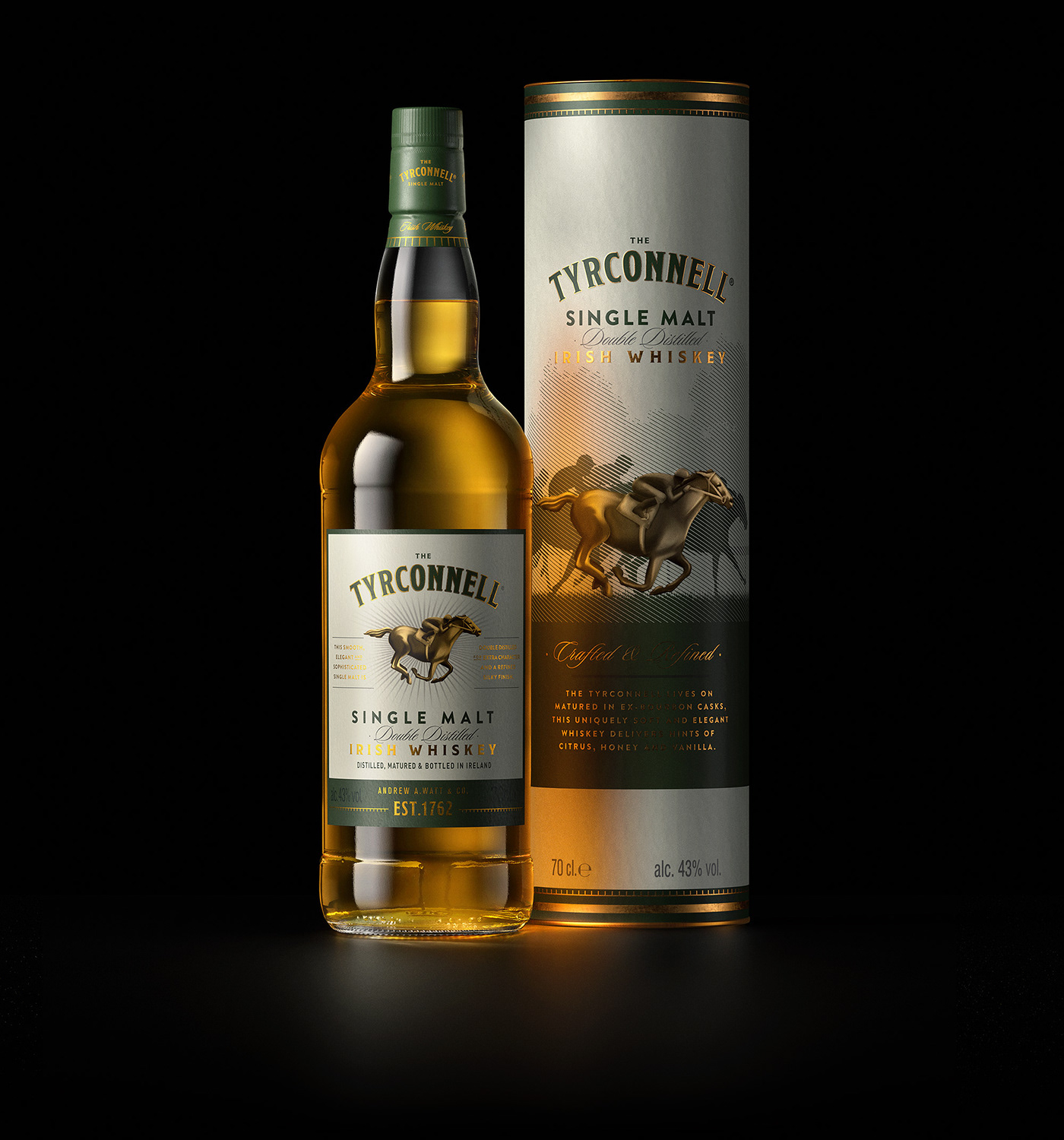alcohol CGI cinema 4d irish malt retouching  spirit tube Tyrconnell Whiskey