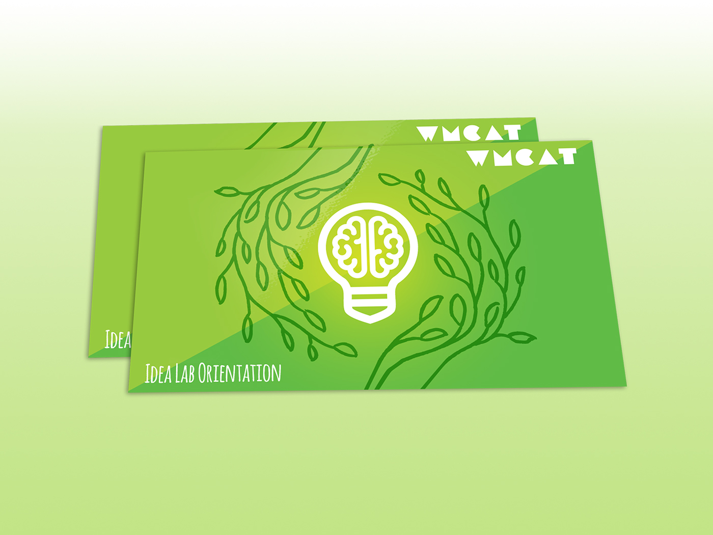 WMCAT Michigan art Technology idea lab logo postcard Lightbulb leaves