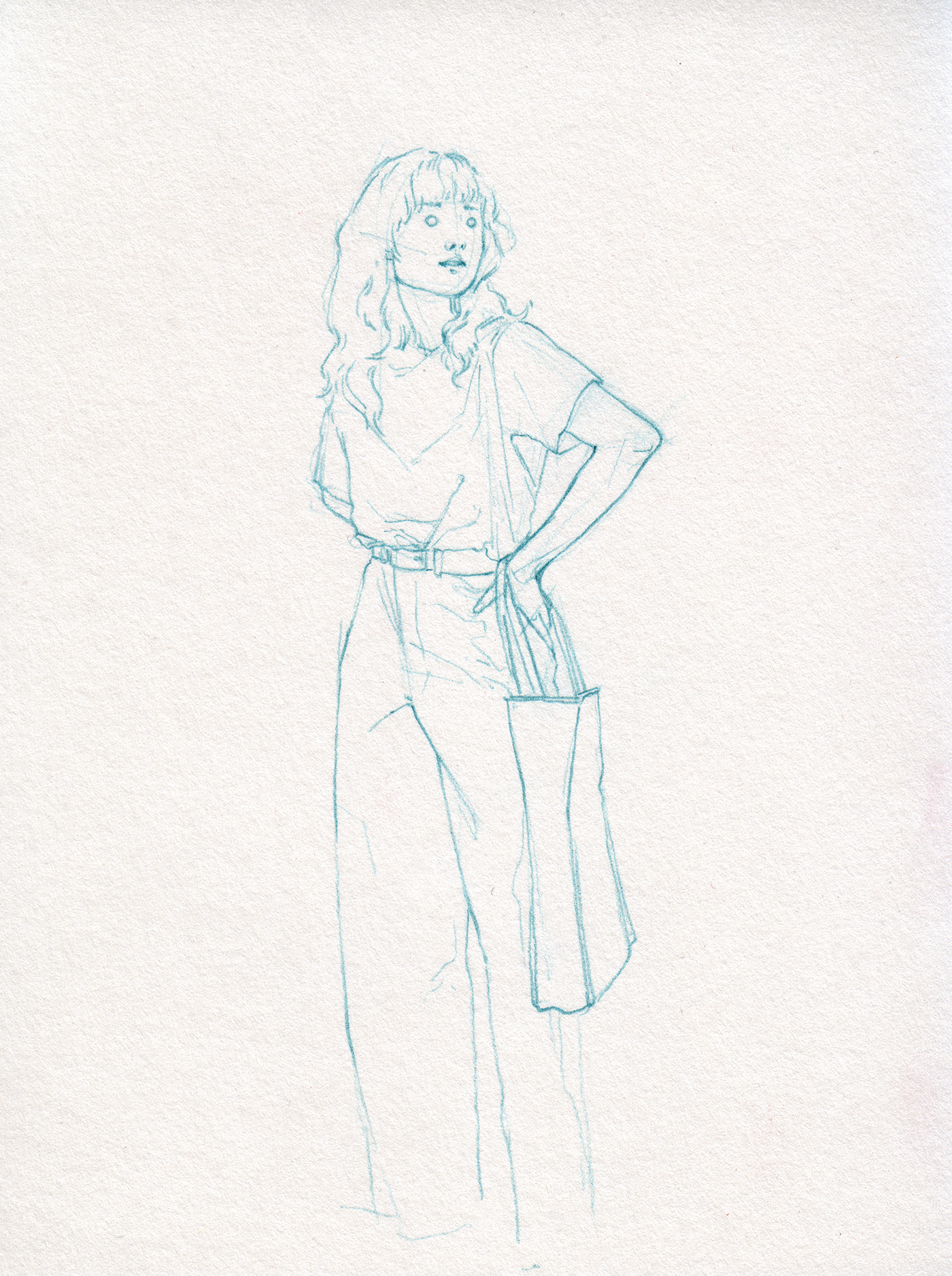 Blue Pencil clothes Drawing  sketch studies line drawing