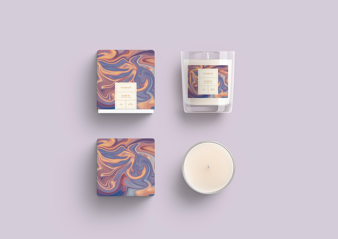 candle Marble box marbling package scent