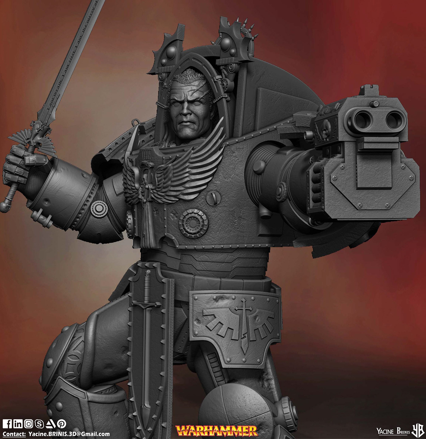 3D model army BRINIS game Gaming Military sergeant soldier Warhammer yacine
