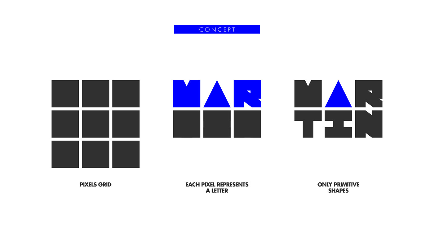 logo branding  pixel bold blue grey futuristic Fun modern contemporary