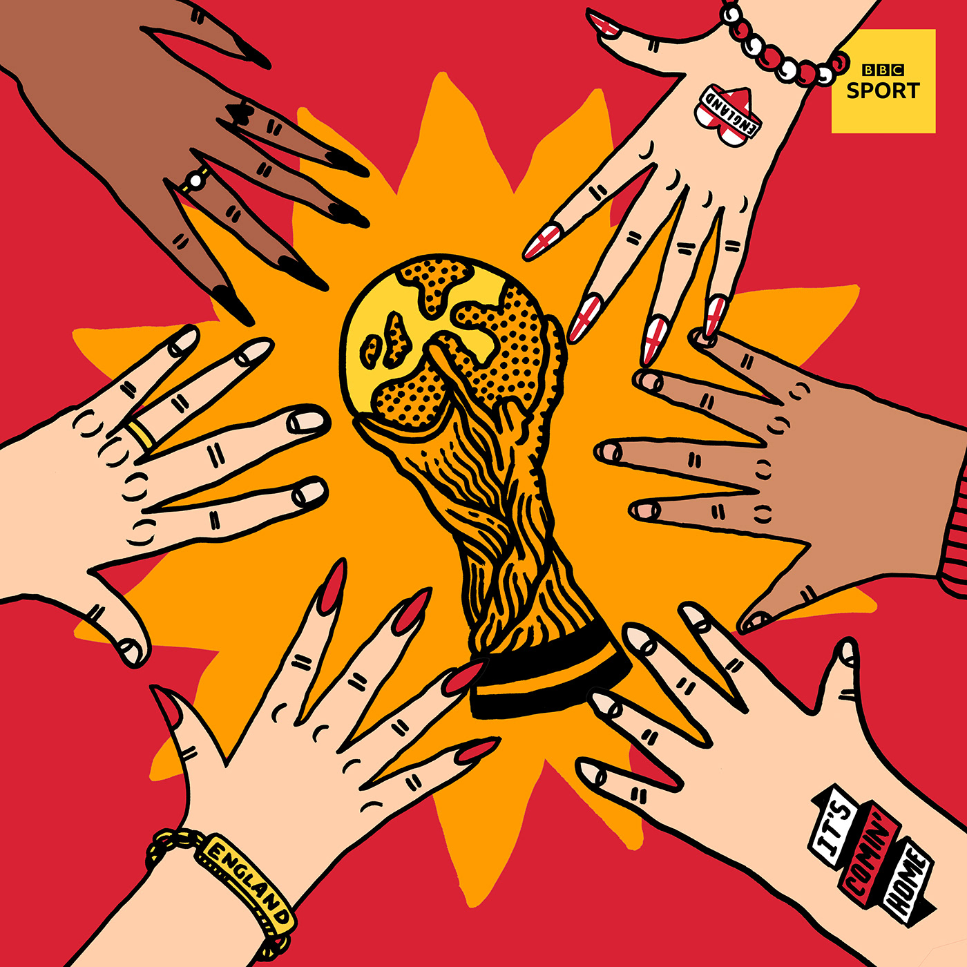 BBC sport football WorldCup doodle ink Illustrator social post
