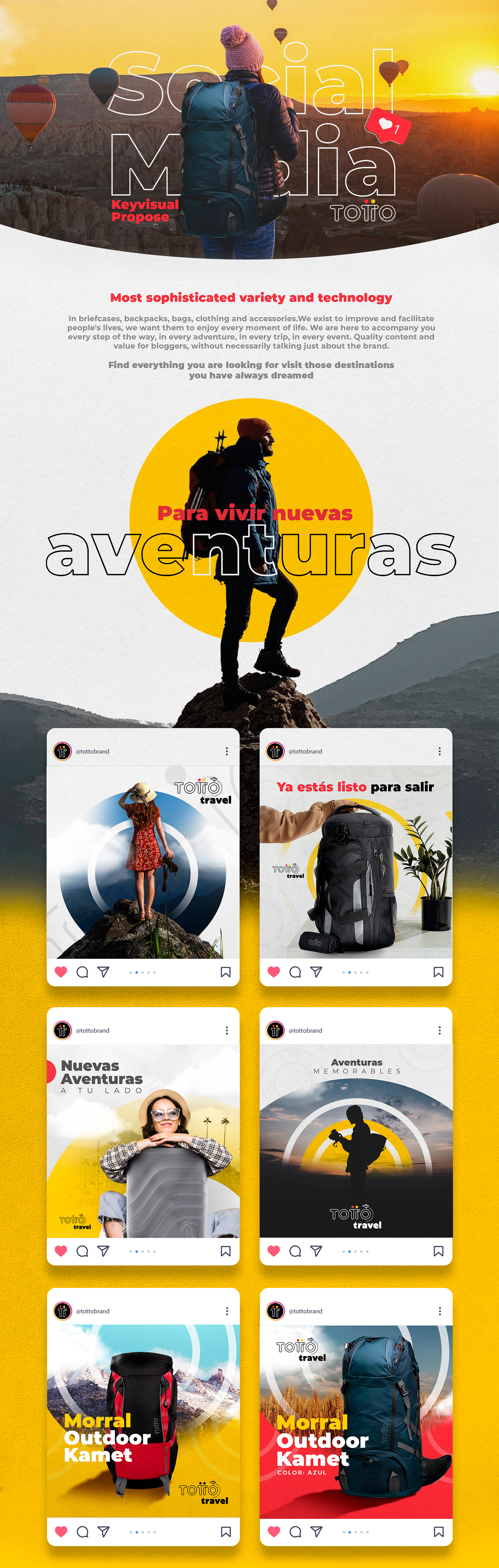 adventure bags design designer facebook instagram social media social network Totto Travel
