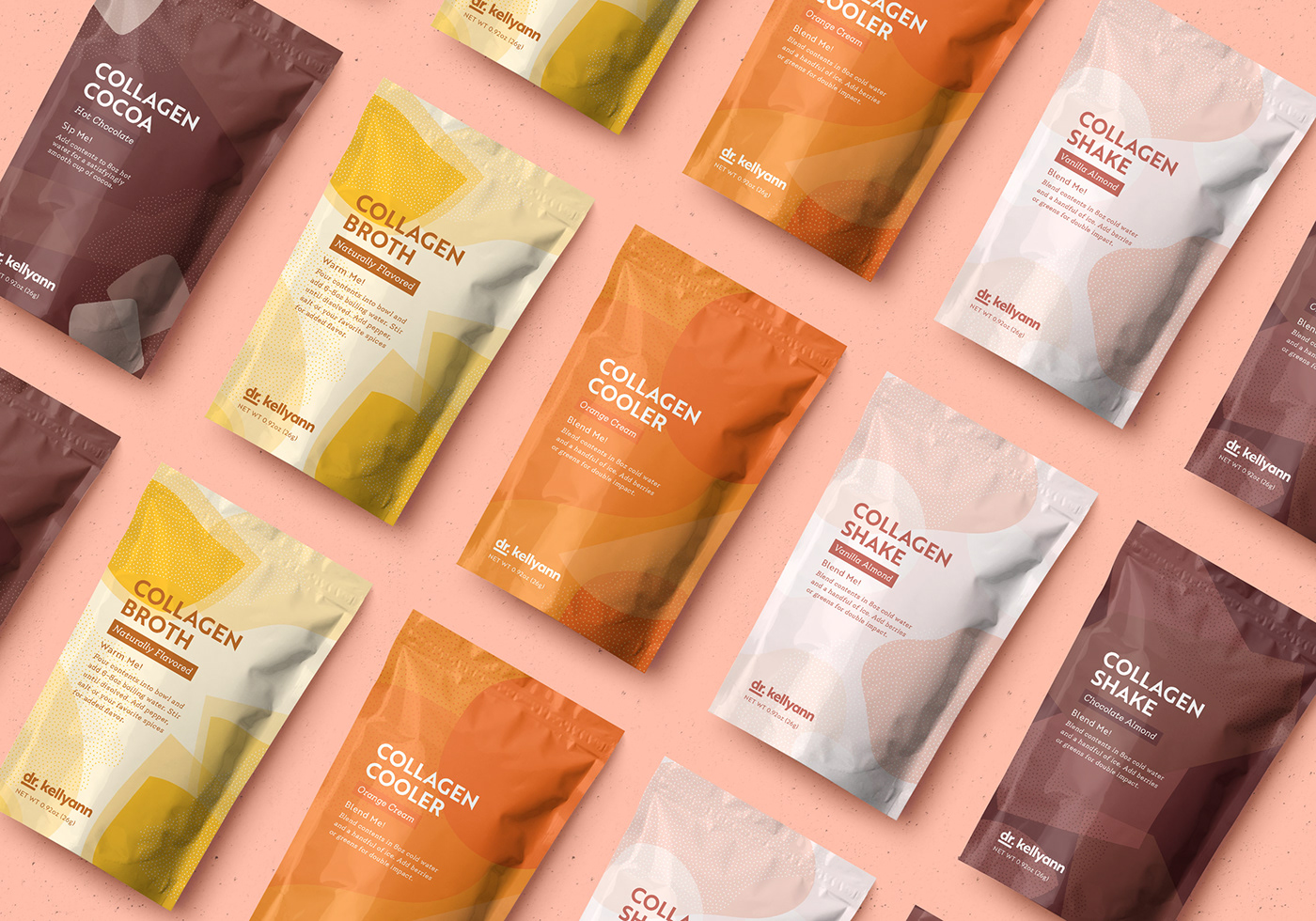 graphic design  Packaging collagen health and wellness colorful Pouches animation  Bone Broth branding  Logo Design