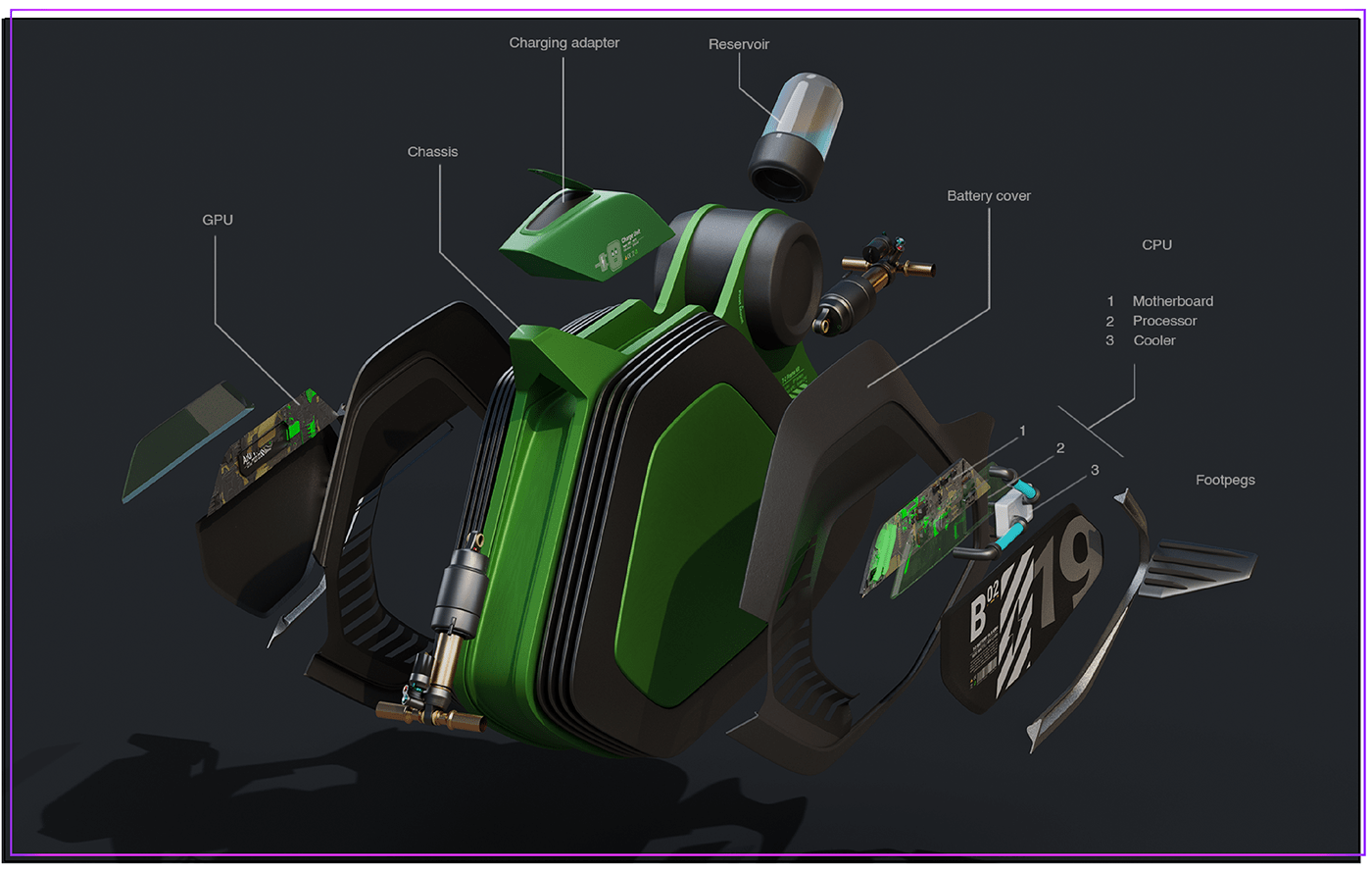 Automotive design Autonomous BMW Motorrad concept concept design Cyberpunk motorcycle motorcycle design nvidia robot