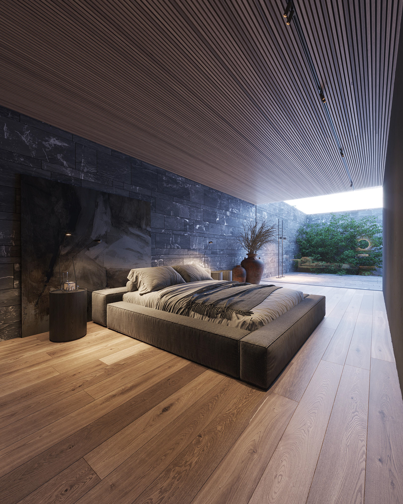 architecture archviz design house interior design  Pool Render stone visualization wood