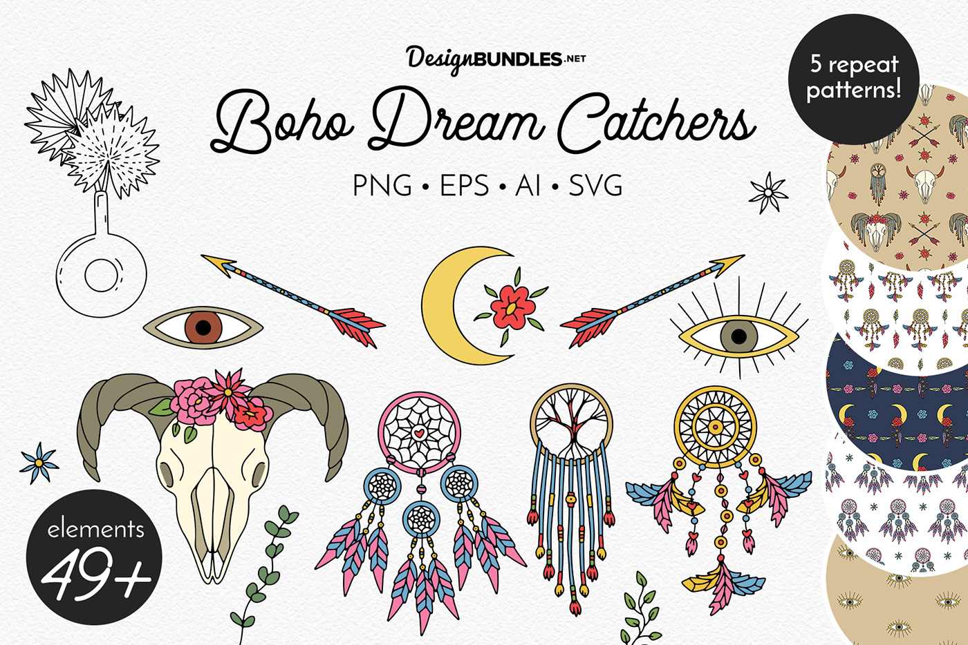 boho clipart Drawing  Dreamcatcher ILLUSTRATION  pattern seamless pattern vector