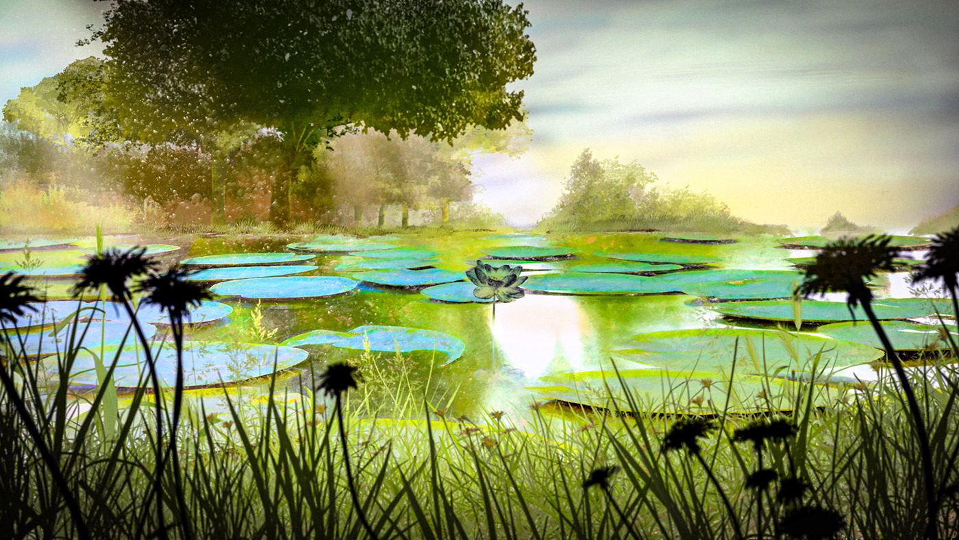 3D animation  environment hand draw lake Nature