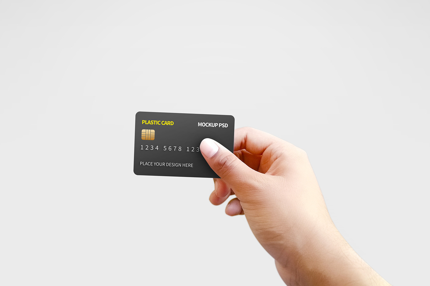 plastic credit discount loyalty card Mockup psd presentation in hand hand