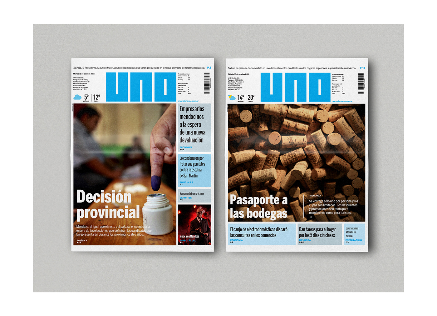 graphic design  print design  editorial design  newspaper Diario UNO Layout structure clean