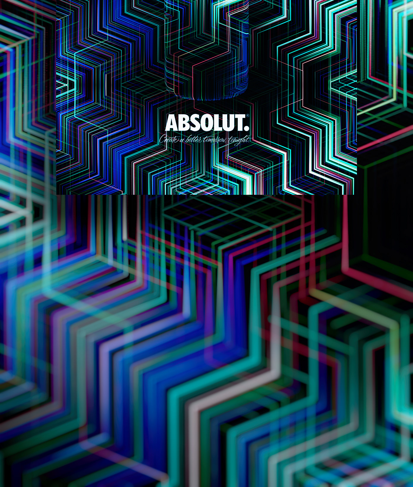 absolutcompetition absolut poster lines Vodka Glitch retrofuturist colors futurist lights