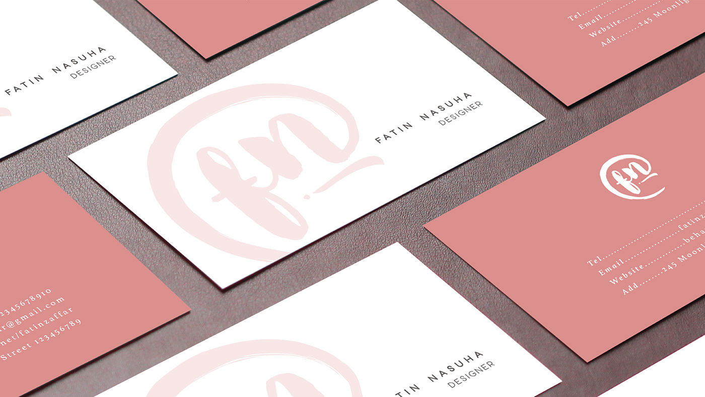 personal branding Logo Design simple minimalistic namecard pink brush identity portfolio print design portfolio