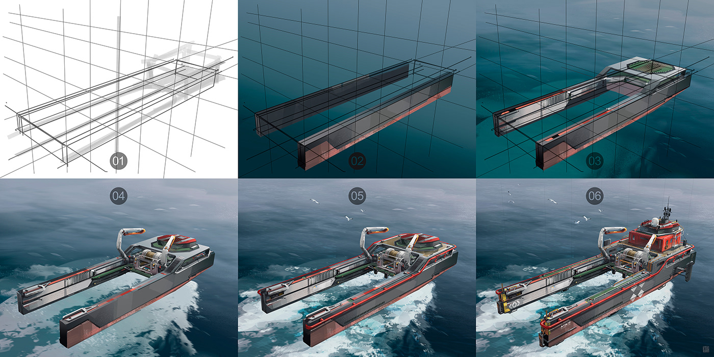 ArtDirection barontieri conceptart container hoverbarge hovercraft Loader spaceship vehicledesign visualdevelopment
