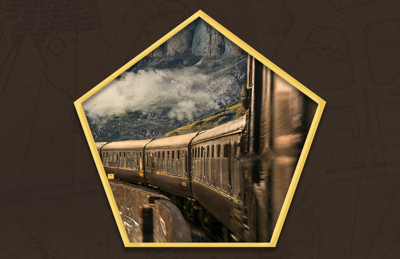 harry potter manipulation Matte Painting train mountain car Castle Hogwarts fantasy Landscape