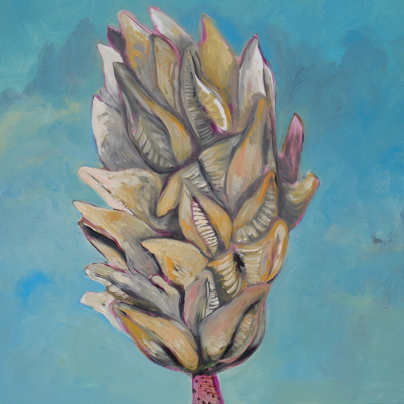 Oil Painting seed pods Triptych Flora