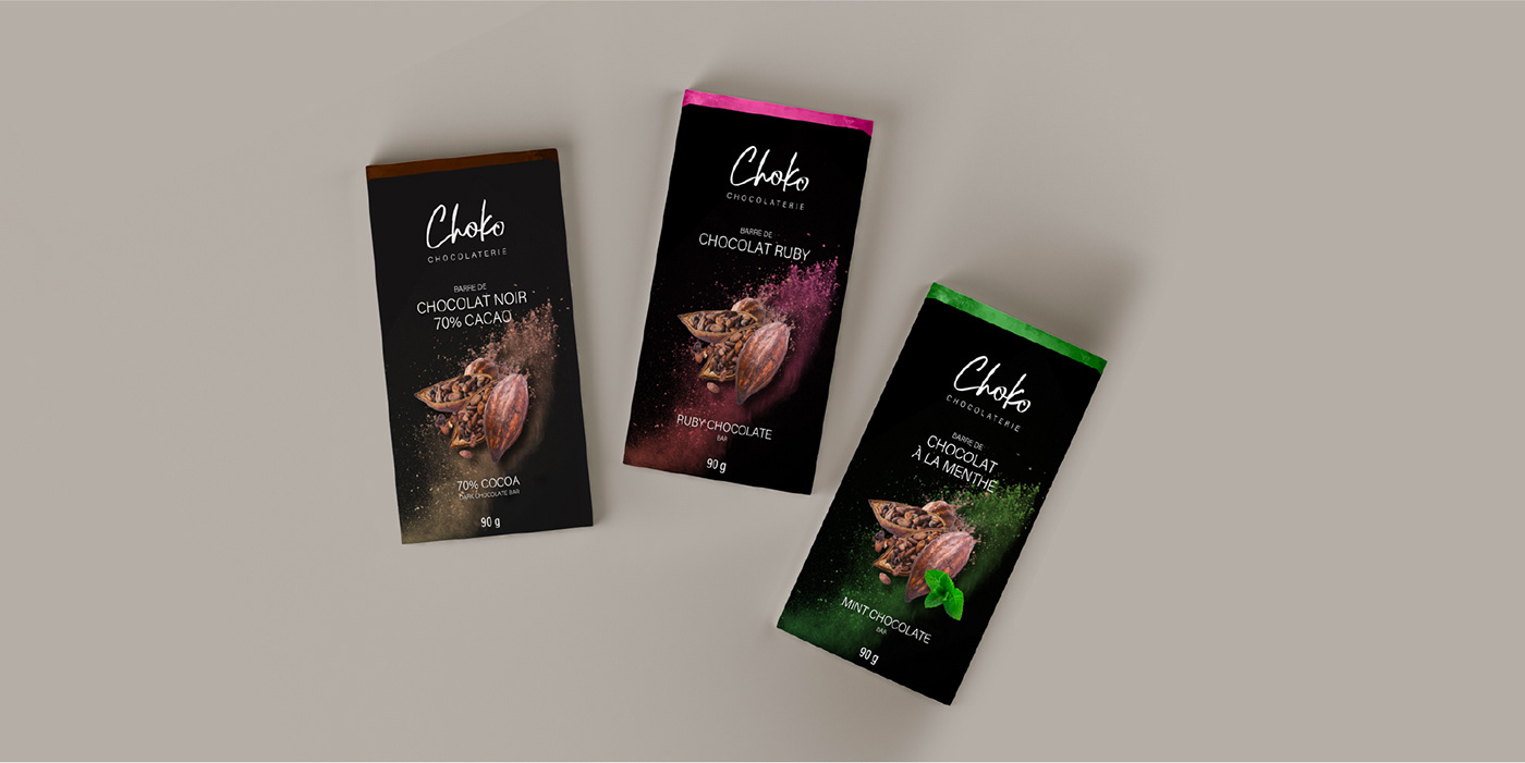 chocolat emballage identité de marque identité visuelle Image de marque logo Packaging