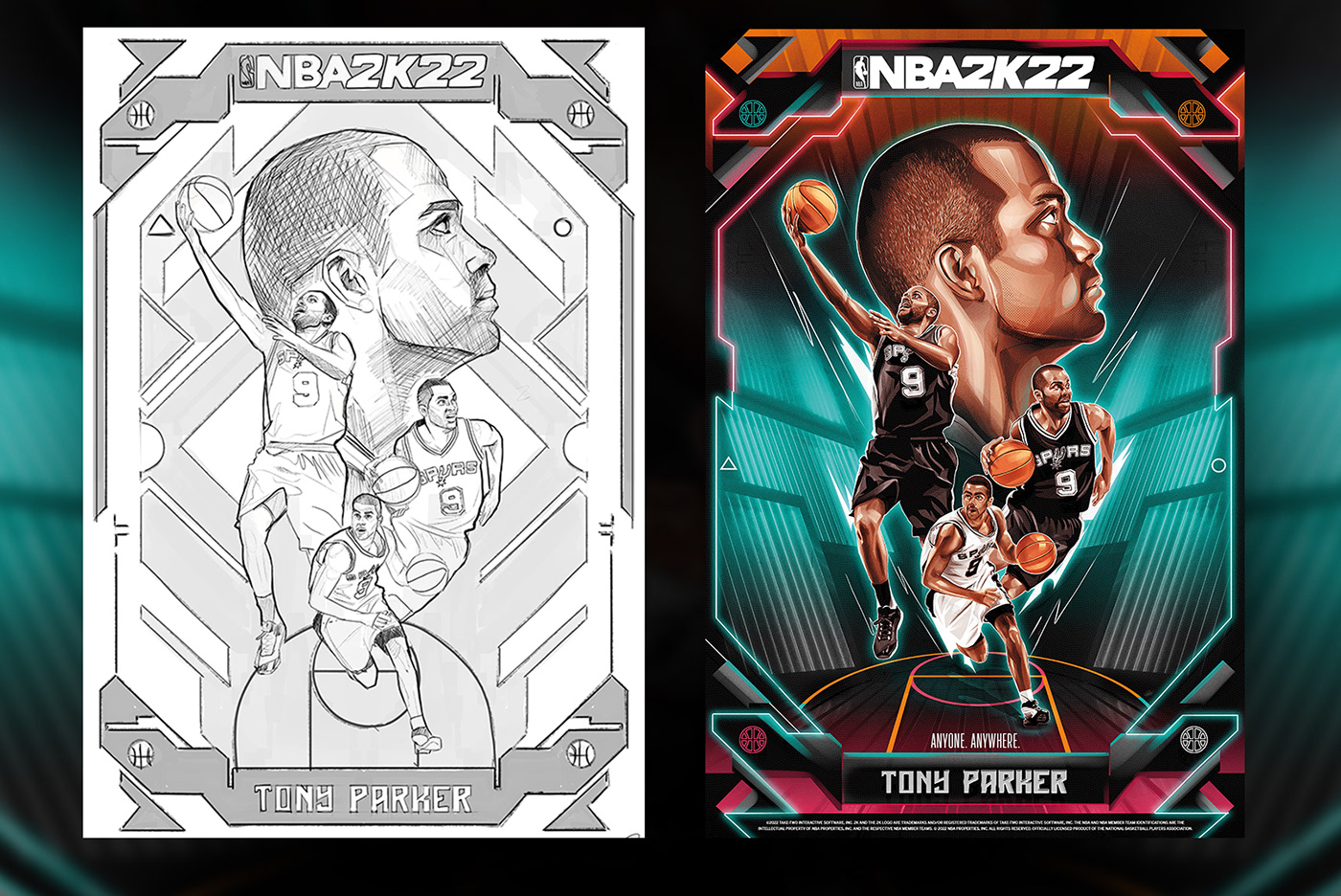 2k basketball NBA NBA 2K sport illustration Sports Design tony parker